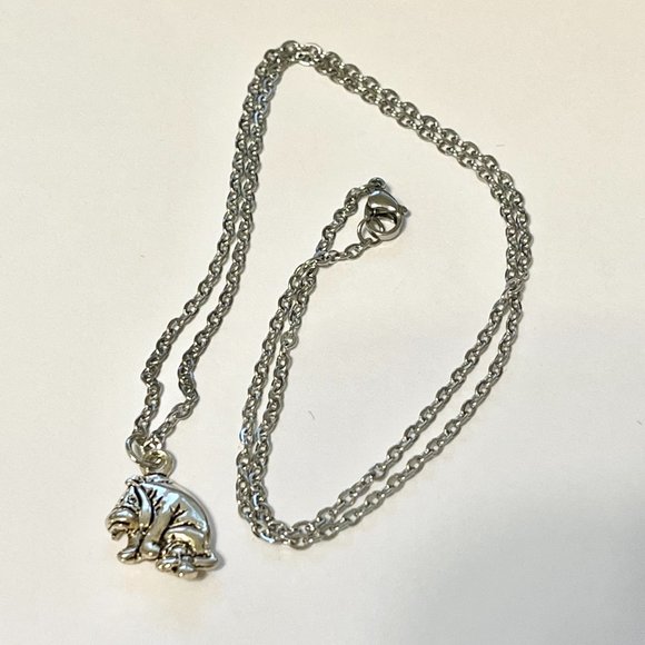Vintage Disney Eeyore Winnie The Pooh Necklace Charm Silver Disneyana Donkey 18" - Picture 4 of 6